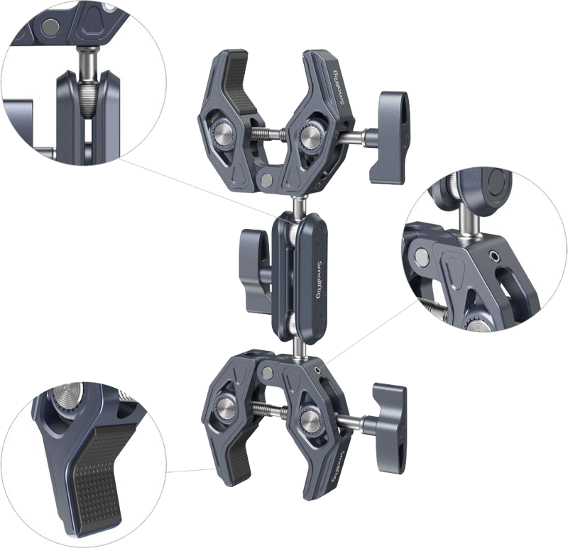 which supports a rod of a minimum diameter of 14mm and a surface with a maximum thickness of 65mm