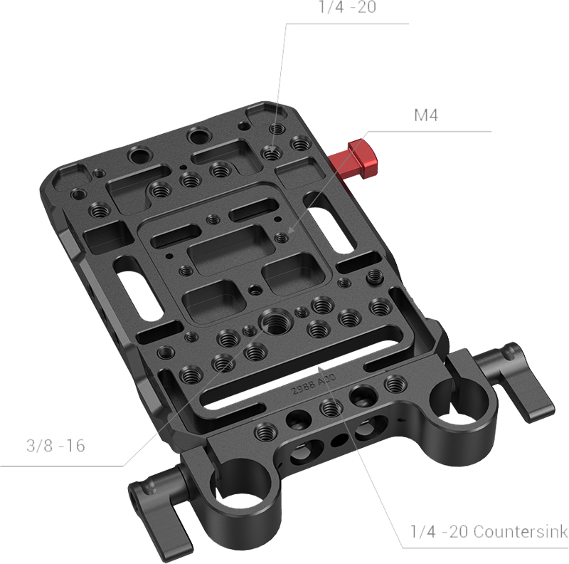 SMALLRIG 3016 Battery Plate V-Mount w Rod Clamp