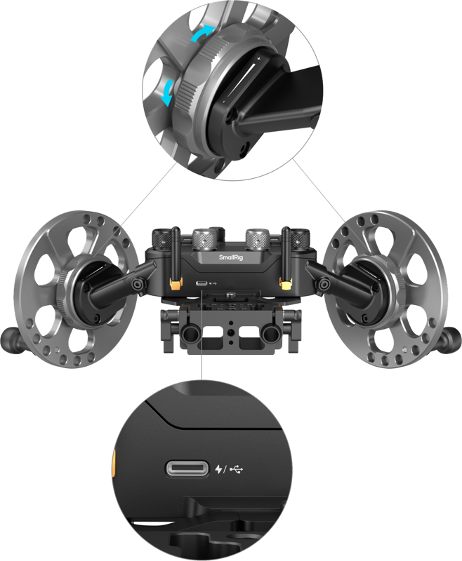 and RS4 Pro stabilizers. Weighing only 2.76kg it’s portable and perfect for on-the-go shooting.