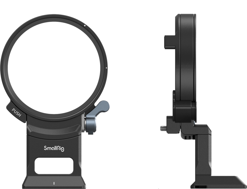 card slot). Supports camera with or without a cage and supports Arca-Swiss / Manfrotto RC2 QR-mounts