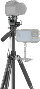 particularly in outdoor scenarios. It features reverse-folding Aluminum alloy legs to be folded down to 46cm and a center column to increase stability. The 4-section legs with knob locks allow you to adjust the working height to up to 185cm in seconds