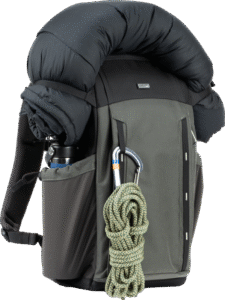 all-day carry and two large side pockets each fit a 32oz/950ml Nalgene water bottle or can be used to carry a tripod.