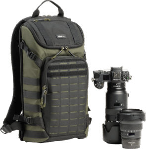 this bag lets you customize your gear setup with ease. Add Think Tank modular pouches to expand your carrying capacity
