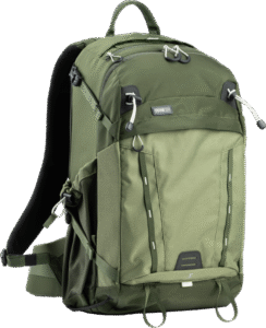 with a rear-panel compartment for photo gear
