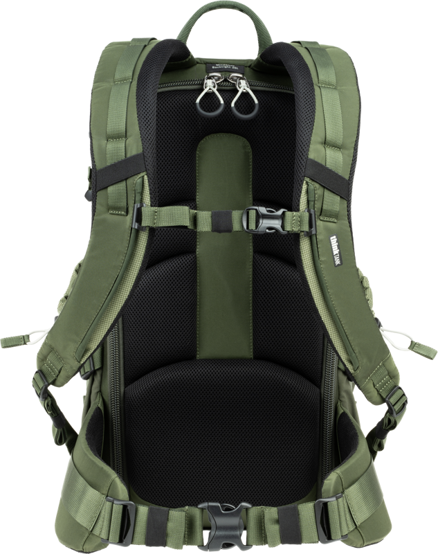 allows you to access your gear without taking off the backpack.You can change lenses or just snap a quick photo by simply by spinning the bag to the front of your body while the waist belt is still secured.