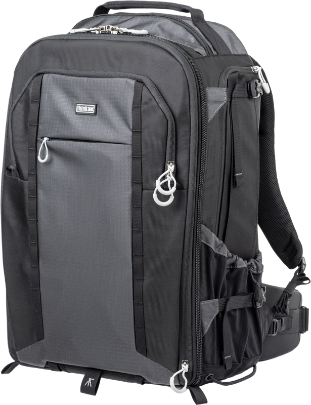 ample space for long lenses and expandable personal capacity with a dedicated laptop pocket.