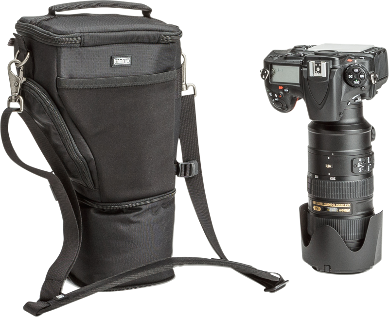 24-70 f/2.8 with hood in shooting position or 70-200mm f/2.8 with hood reversed