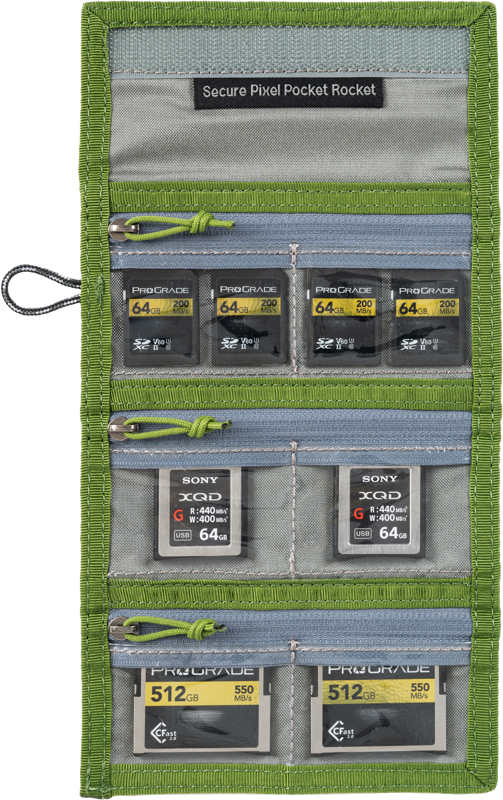 THINK TANK Secure Pocket Rocket (Wallet with Strap: holds 9 SD/CFexpress/Micro) Highland Green