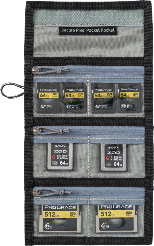 THINK TANK Secure Pocket Rocket (Wallet with Strap: holds 9 SD/CFexpress/Micro) Slate Black