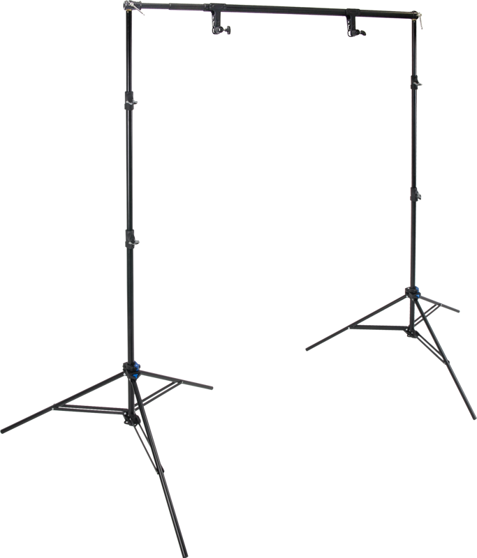 Ideal for easy set up for a background paper or any other background material with a compact size kit. Included in this set is a 3-section telescoping crossbar designed to support paper rolls up to 2.74m in width.