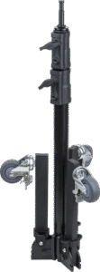 this monitor stand is also ideal for supporting lights and camera sliders. The height-adjustable screen placement allows for ergonomic viewing from seat height to standing eye-level.