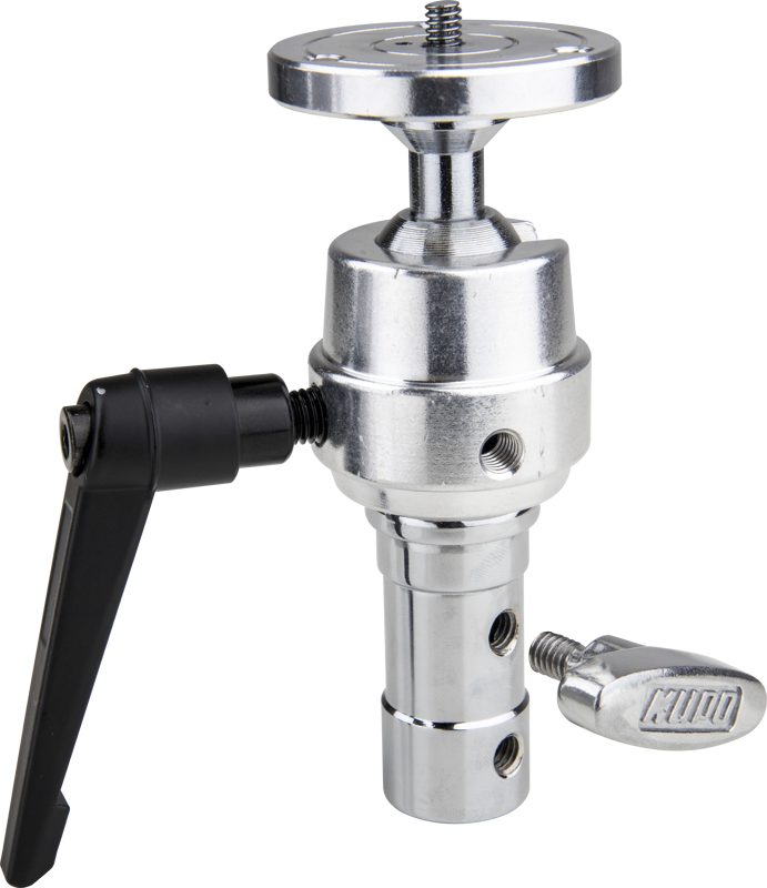 this Super Grip features a ball head with a 1/4''-20 thread male stud on a round camera plate and a TVMP adapter.