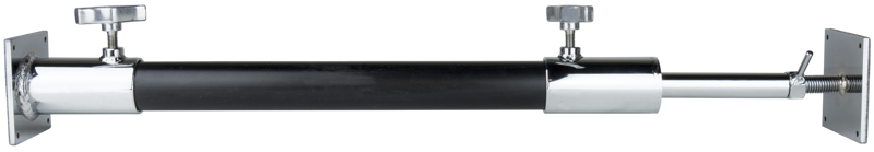 or an overhead beam to hang lighting fixtures by rigging of any 1-1/2" round pipe. Put the pipe into the wall spreader ends and then adjust the bolt to insure a tight fit to wall.