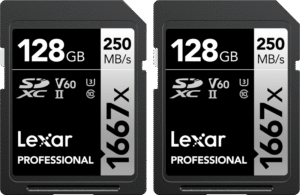 LEXAR SDXC Pro 1667X UHS-II U3 R250/W120 (V60) 128GB - 2pack