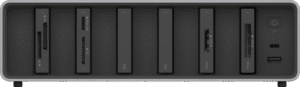 the Workflow system lets them customize the six bays with reader and portable SSD modules to precisely suit their needs.