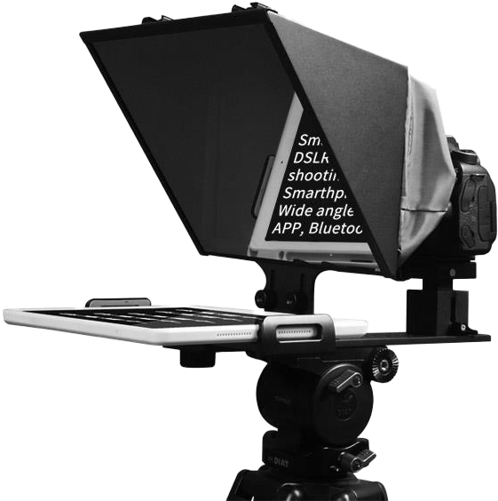 Wide Angle Teleprompter supports up to 11" Smartphone/Tablet Prompting Smartphone DSLR Recording APP