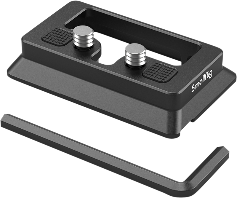 and solve the twisting issue that the original Arca Plate only allows being attached onto the cage through one 1/4" screw.