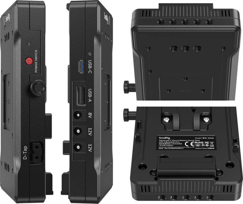 six 1/4"-20 threaded holes and ten M4 threaded holes on the back