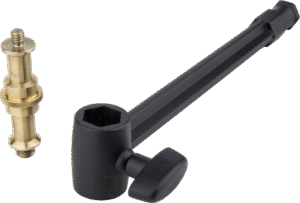 the Kupo Extension Arm is a 6” extension arm that is designed for attaching to Super Convi clamp for hanging a light or a camera from a light stand or pole.