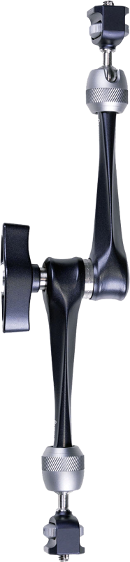 features 1/4"-20 screws and stretchable pins at both ends for securely attaching such accessories