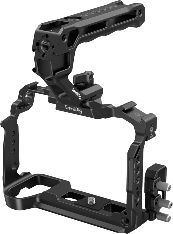 a HDMI & USB-C cable clamp and a Top handle