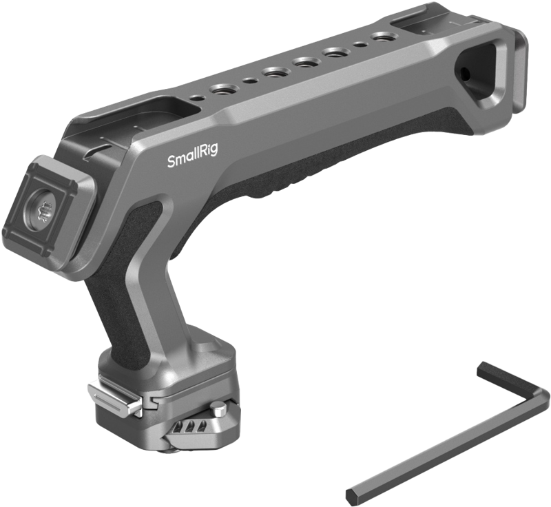 ensuring a comfortable and stable handheld shooting experience. The top handle features an exclusive quick-release slider with a patented self-locking system