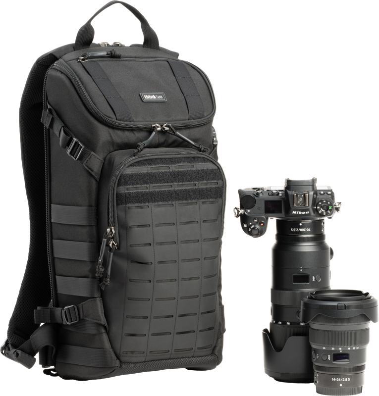 this bag lets you customize your gear setup with ease. Add Think Tank modular pouches to expand your carrying capacity