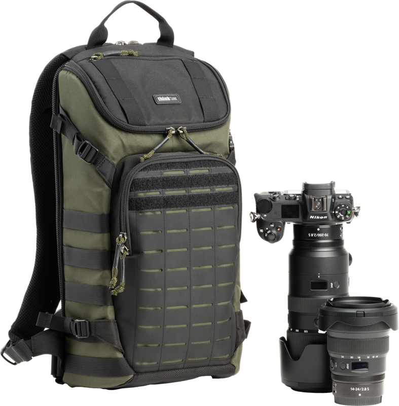 this bag lets you customize your gear setup with ease. Add Think Tank modular pouches to expand your carrying capacity