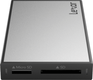 with a microSD and an SD card slot