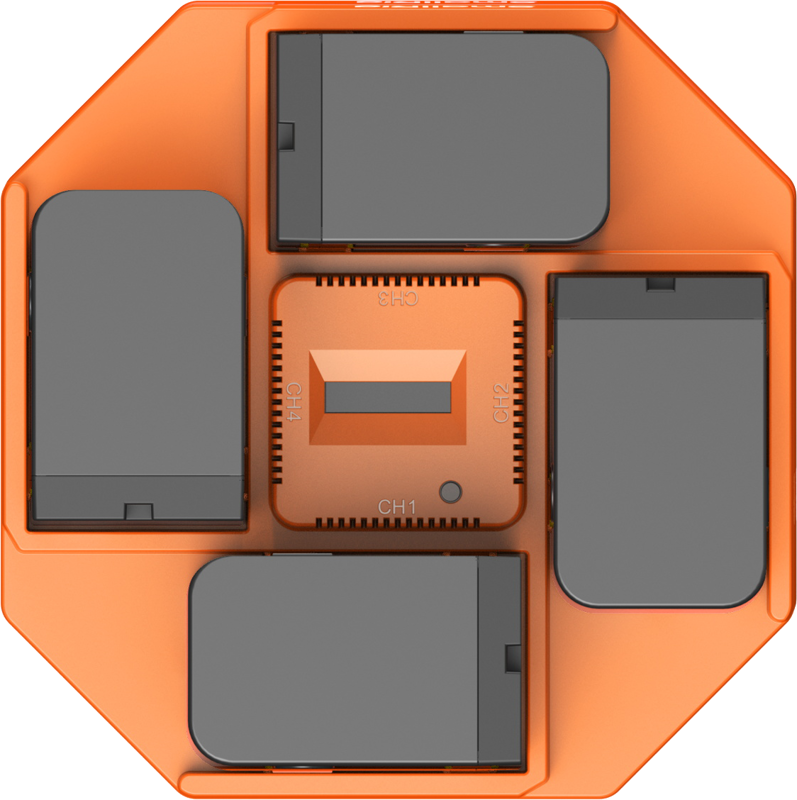 ensuring fast and efficient charging. The charger is compatible with NP-F550