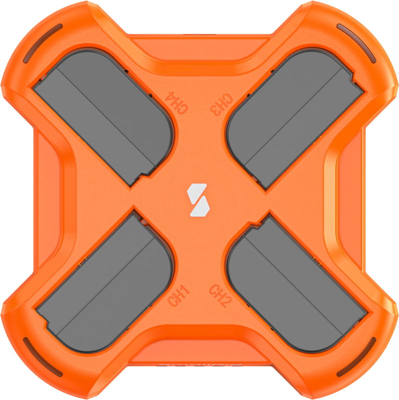 allowing simultaneous fast charging of four batteries.