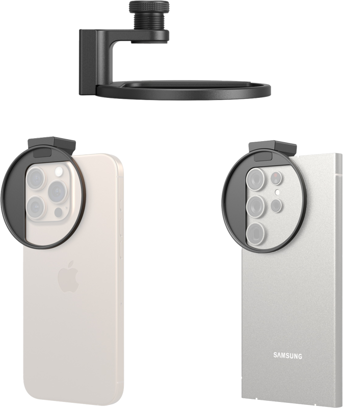 allowing users to effortlessly adapt 67mm filters. The elaborated design of the adapter opening accommodates various mobile phone lenses without obstructing the camera