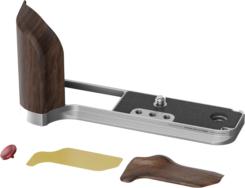 SMALLRIG 5265 L-Shape Mount Plate with Wooden Handle for FUJIFILM GFX100RF Silver