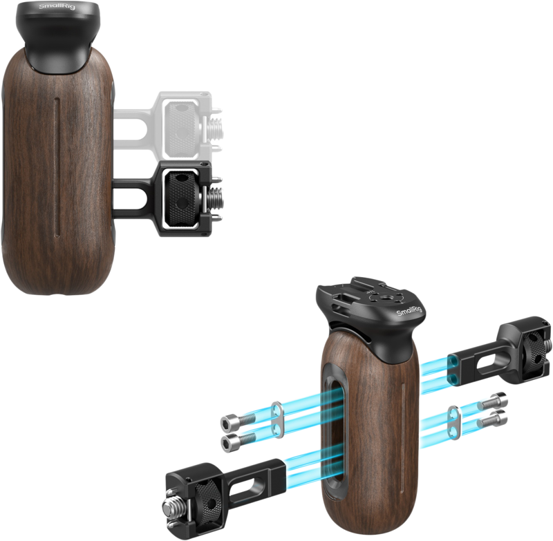 SMALLRIG 5238 Wooden Side Handle with 1/4"-20 & 3/8''-16 ARRI Locating Screws