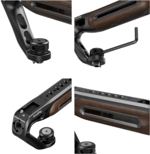 SMALLRIG 5252 Wooden Top Handle with 1/4''-20 and ARRI 3/8''-16 Locating Screw