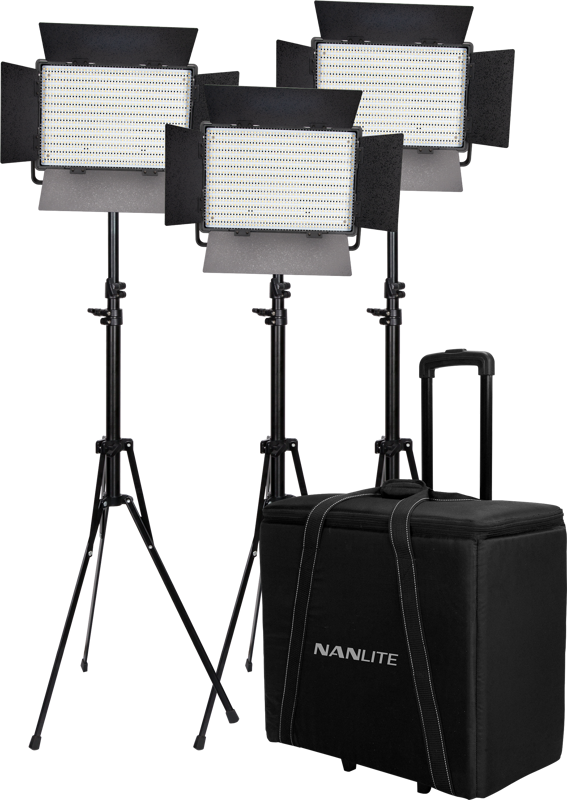 Kit NANLITE 3 light kit 1200DSA w/Trolley Case & Light Stand