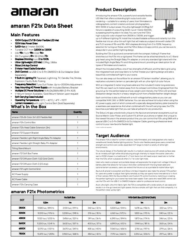 AMARAN F21x bi-color flexible light