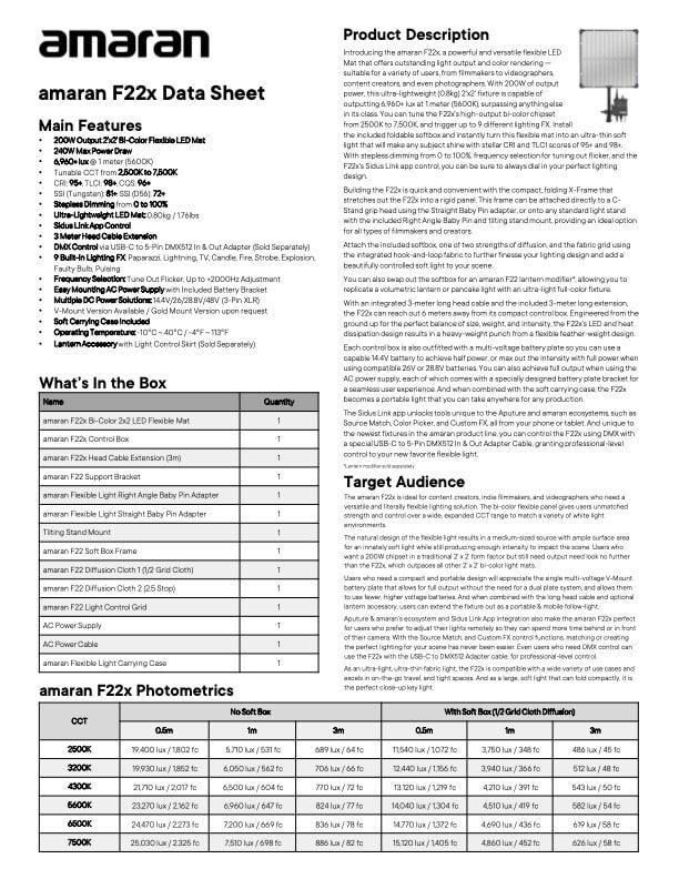 AMARAN F22x bi-color flexible light