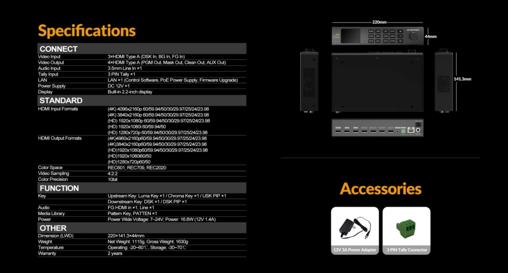 AVMATRIX KM32-4K HDMI Chroma Key Master