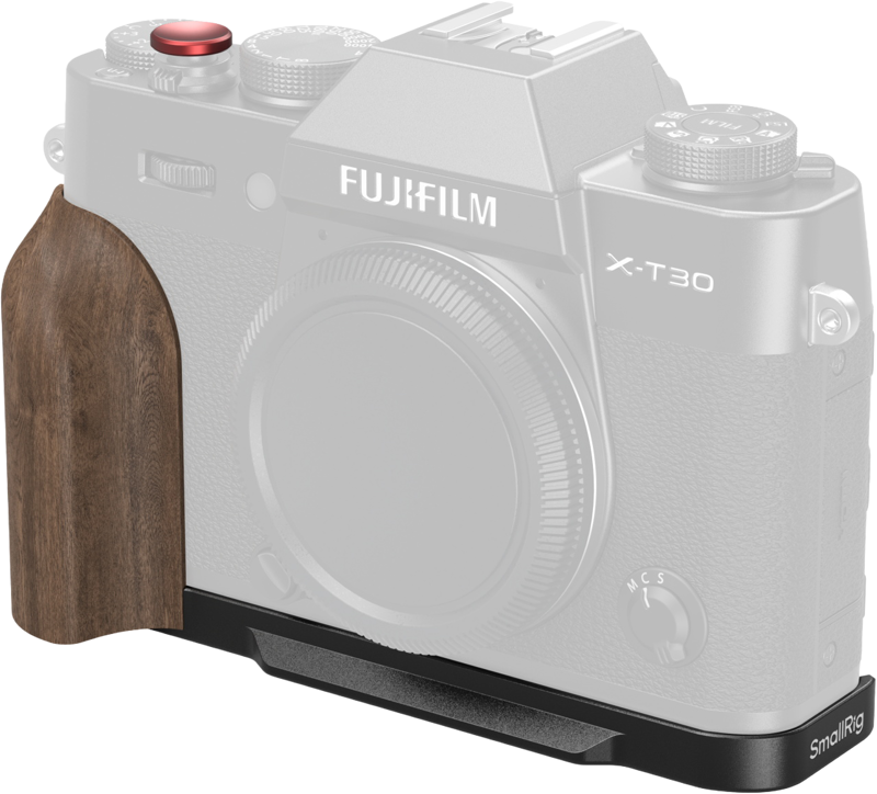 SMALLRIG 5666 L-Shaped Mount Plate with Wooden Handle for FUJIFILM X-T30 / T30 II / T30 III Black