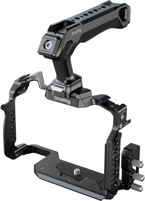 a HDMI &amp USB-C cable clamp and a top handle