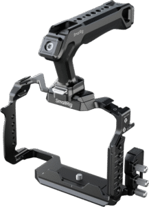 a HDMI &amp USB-C cable clamp and a top handle