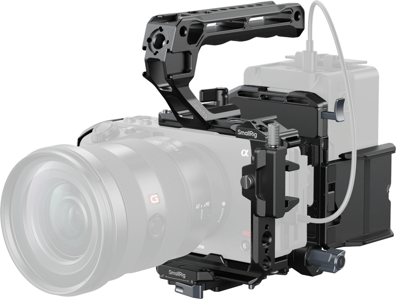 the foldable battery mount plate makes it easy to transport and set up wherever your filming takes you.&nbspThis comprehensive kit includes a cage