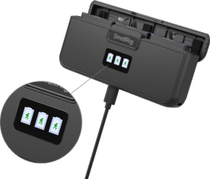 the charging case allows real-time monitoring of each battery's power levels within the compartment.