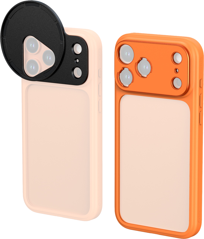 An ingenious phone case that seamlessly integrates with the optical ecosystem for visual creation. The phone case features a hollowed-out back panel design
