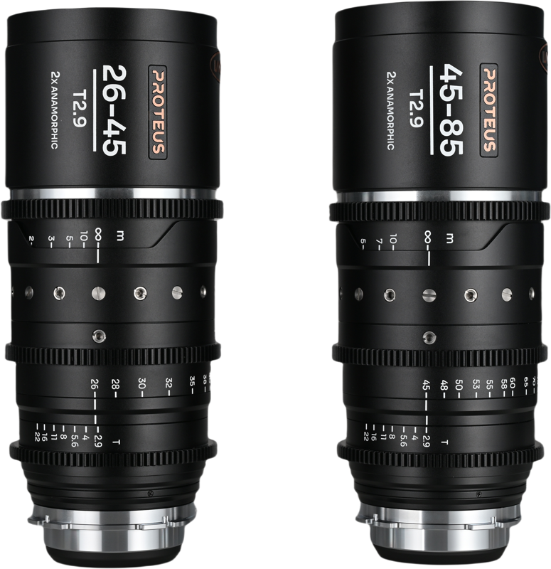 The Laowa Proteus Zoom 2X Anamorphic 2-Lens Bundle combines two professional anamorphic zoom lenses—26-45mm T2.9 and 45-85mm T2.9—to provide filmmakers with an extensive focal range for unparalleled cinematic flexibility. Designed specifically for Super 35 sensors