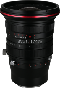 and landscape photography. With a wide 20mm focal length and a ±11mm shift capability