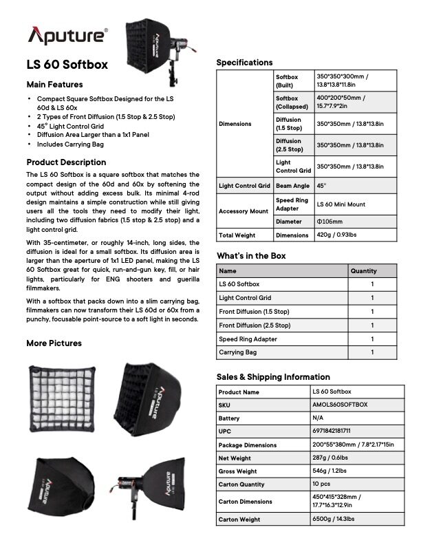 APUTURE Light Storm 60 softbox