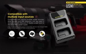 NITECORE USN1 dual slot digital USB charger for SONY NP-FW50 batteries