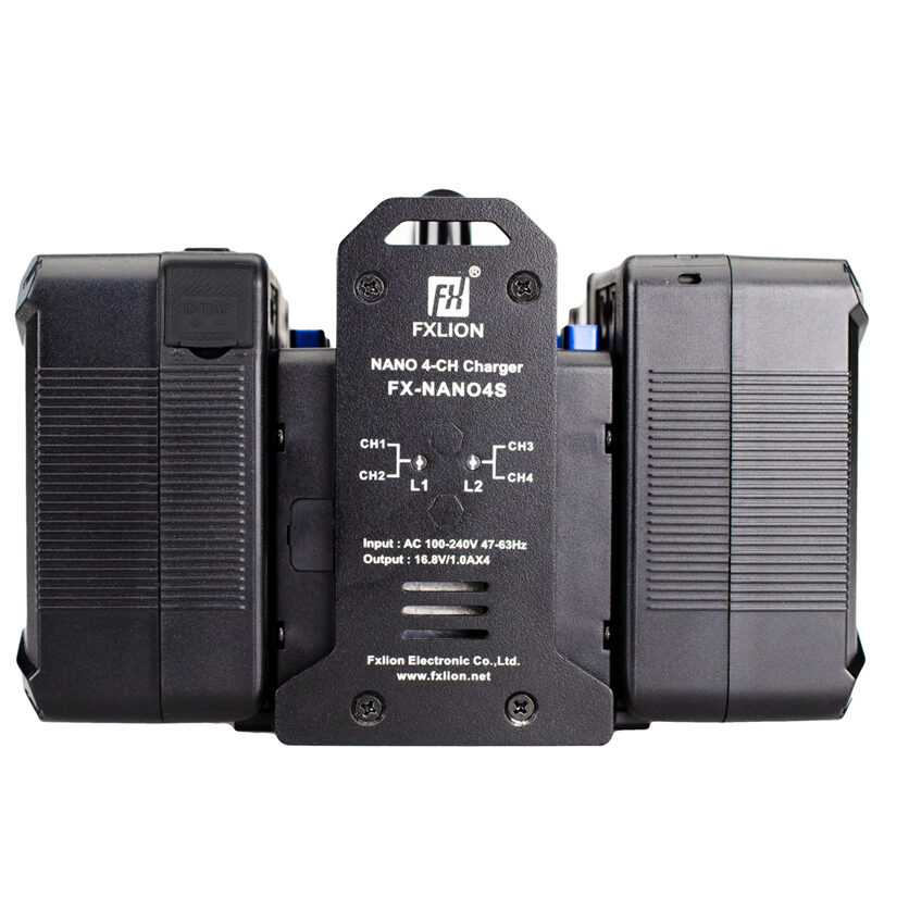 FXLION 4 channel charger for Nano V-mount batteries